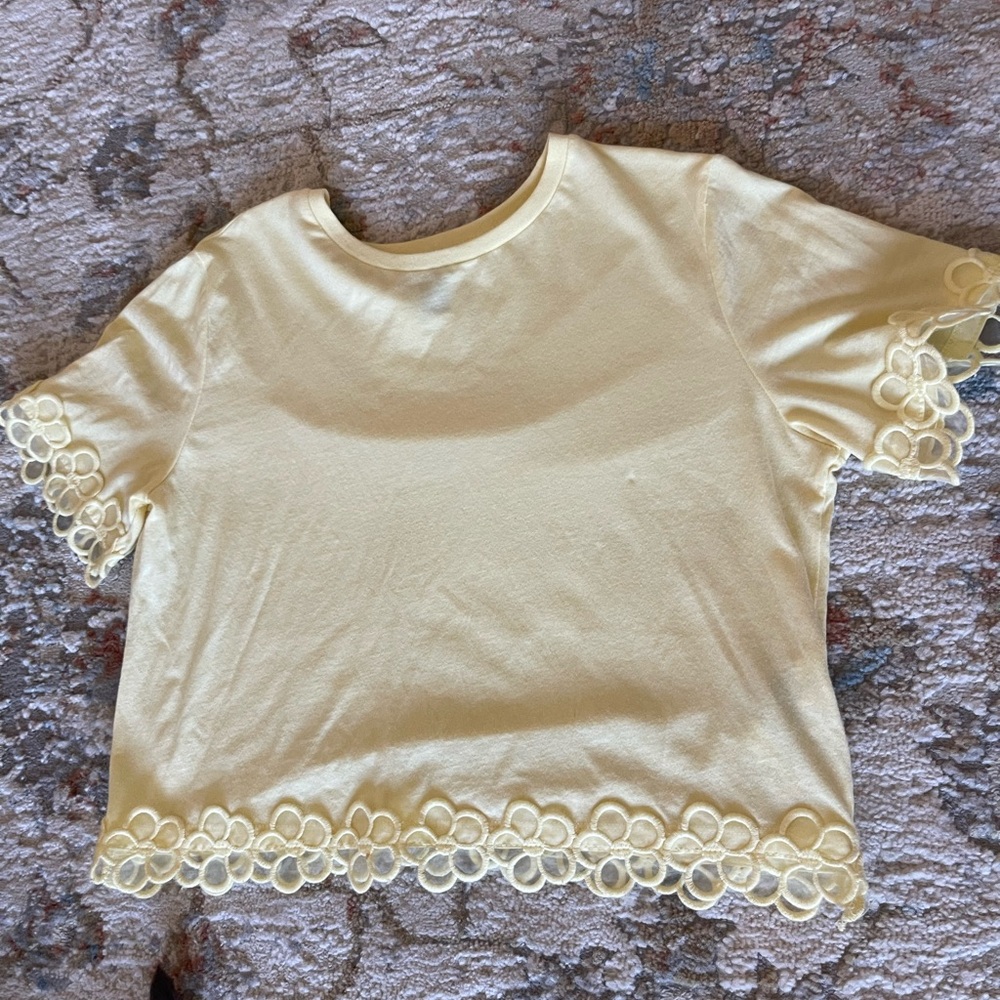 Yellow Lace Trim T-Shirt